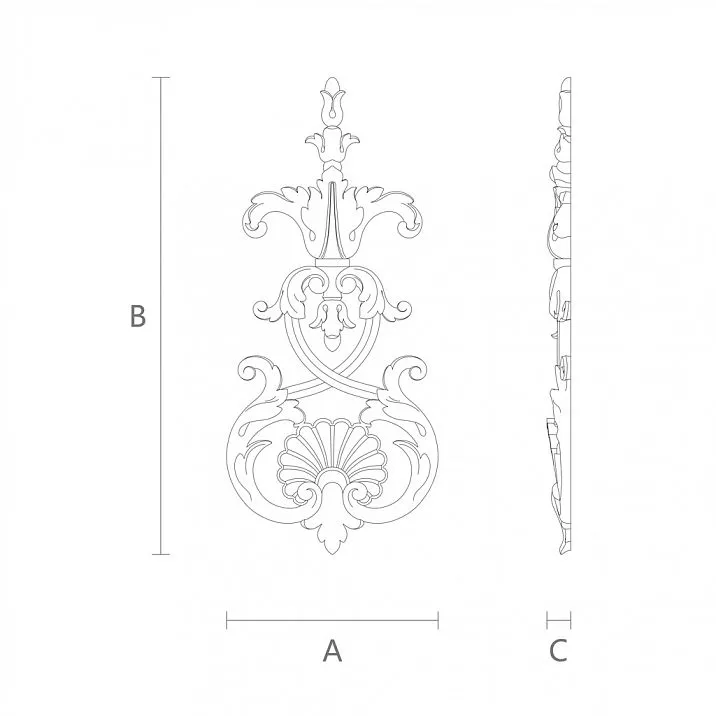 Carved wooden inlay N-093 in rustic style