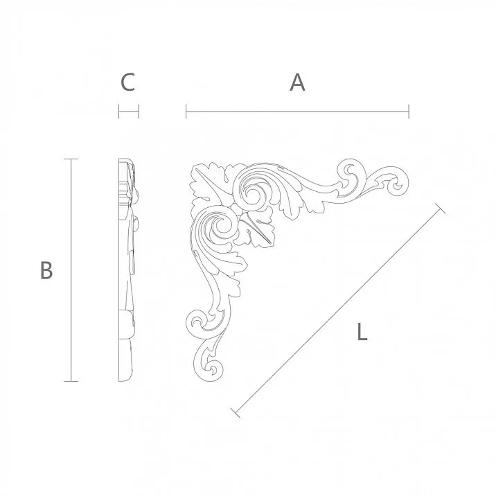 Facade molding, polyurethane applique drawing