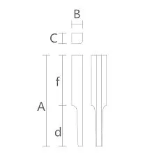 Geometric furniture leg MN-186-1 from oak and beech, drawing