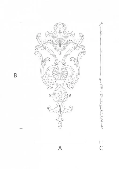 Floral ornament made of wood - Decor Set C-027 diagram
