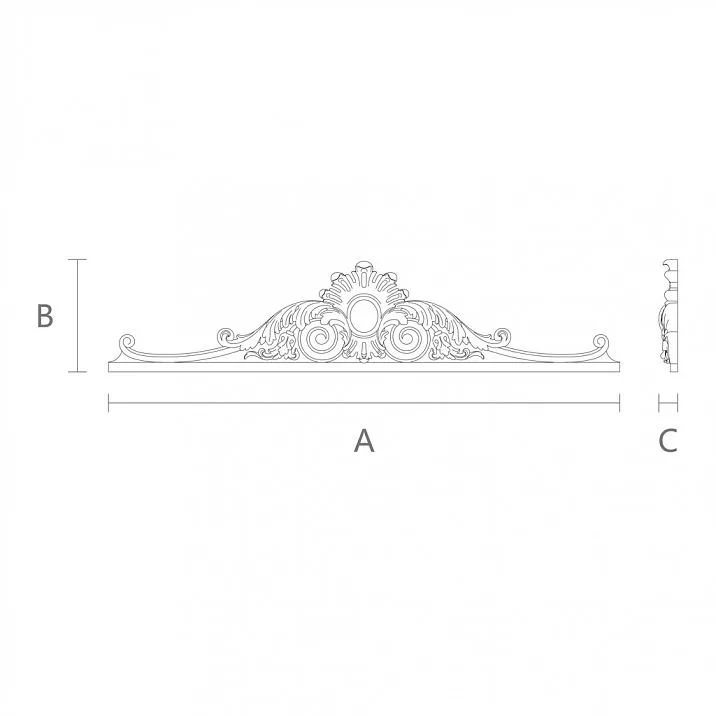 Wooden decorative element N-173.1 with carved ornament drawing