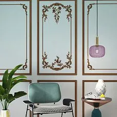 Carved wooden inlay N-470R made of solid wood, photo of inlay in interior