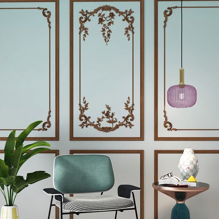 Carved wooden inlay N-470R made of solid wood, photo of inlay in interior