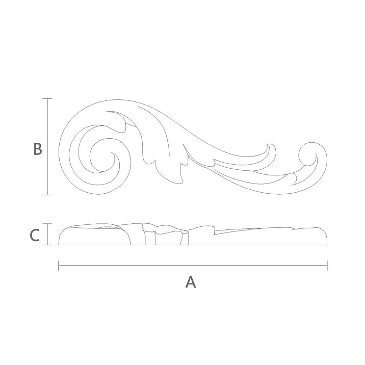 NPU-282R Carved Overlay &ndash; Polyurethane decor drawing