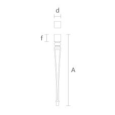 Furniture leg with drawing for bar counter, leg for bar stool