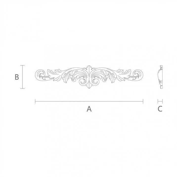 Wooden furniture decoration drawing, carved inlay N-032 from solid wood