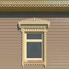 House facade with wooden latticework, house with carved SNL-2 elements