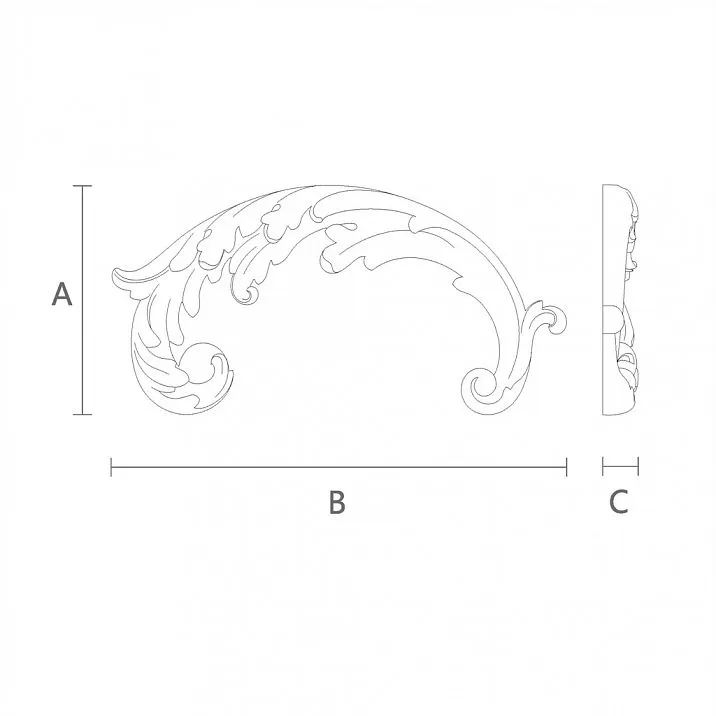 Overlay N-373L &mdash; universal wooden decorative element, drawing