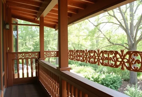 Пример надежного крепления деревянных балясин к ступеням и перилам веранды