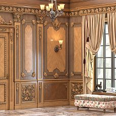 Interior decoration with wooden decor in classic style, "Grape" collection inserts