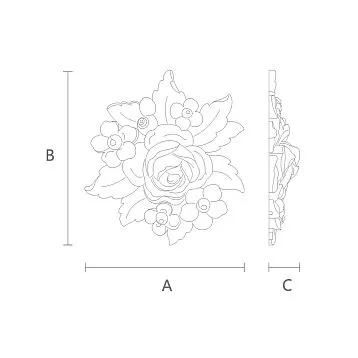 Лепной декор NPU-474 крупным планом с цветочным орнаментом