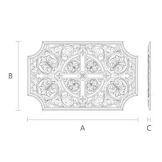 Carved overlay IKN-009 church decoration drawing