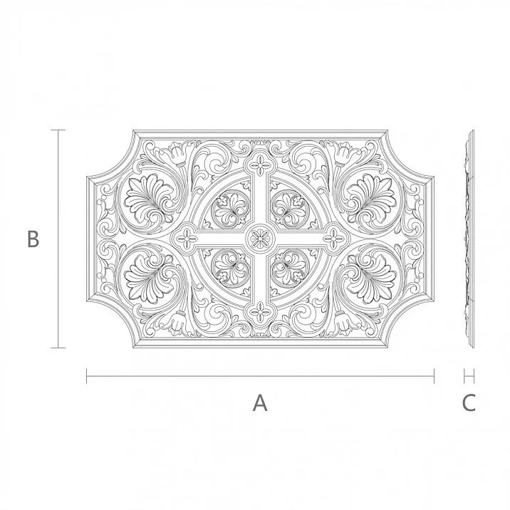 Carved overlay IKN-009 church decoration drawing
