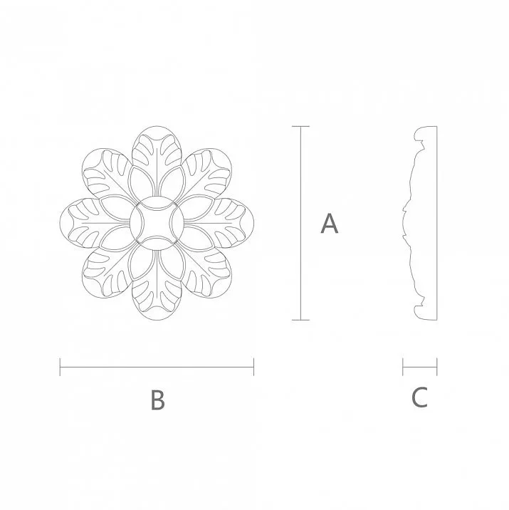Neoclassical Rosette R-033 for Door Drawing