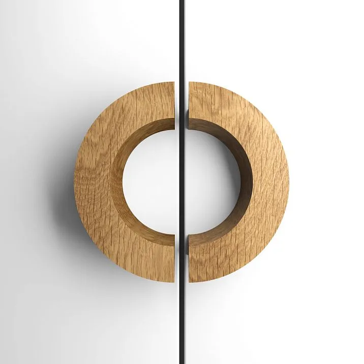 Round handles in two halves for furniture