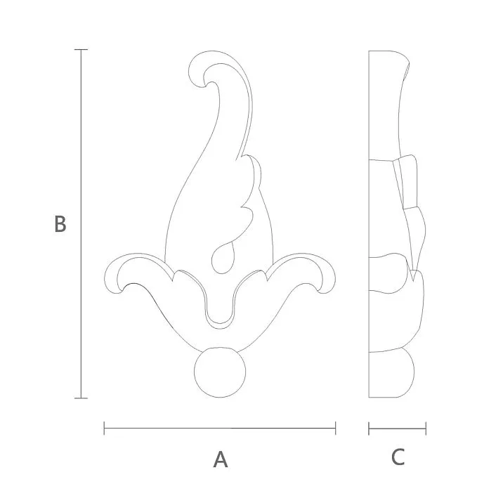Molded decor NPU-307 drawing with height, width, and thickness specifications for various design projects