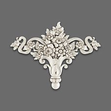 Relief decoration NPU-193 from polyurethane &mdash; floral composition with elegant scrolls