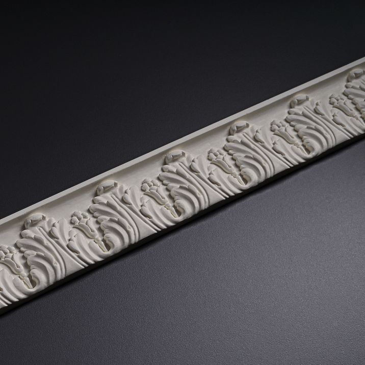 Decorative molding KPU-012, left decorative molding element for complex wall compositions