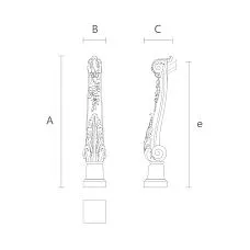 Vector drawing of wooden newel post