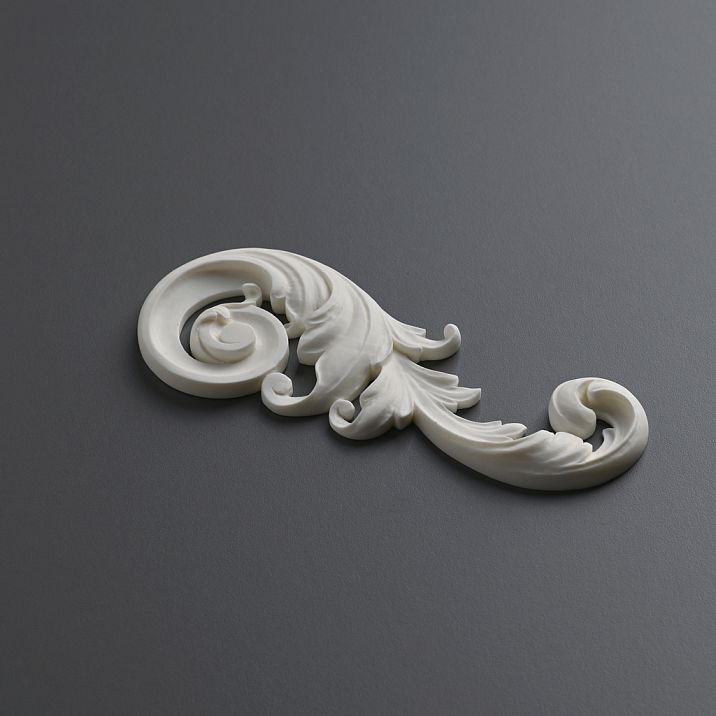 Carved overlay NPU-120R right, made of Stavros polyurethane, decorative element 150 mm for walls, doors, and furniture, moisture-resistant, paintable