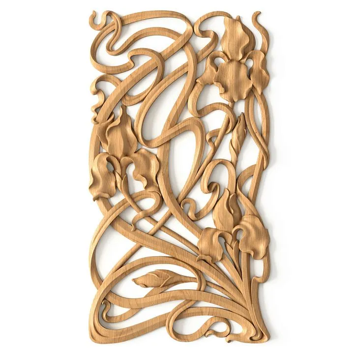 Wooden decorative element with wood carving - carved insert N-272L made of beech