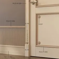 Wooden decor N-316 in interior, application of decorative elements