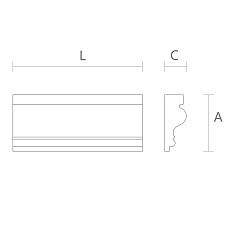 Schematic illustration of dimensions and profile relief of molding MLD-054