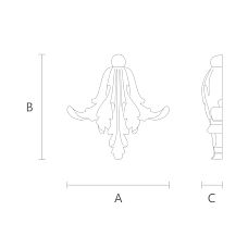 Carved floral motif on wooden insert N-025, drawing