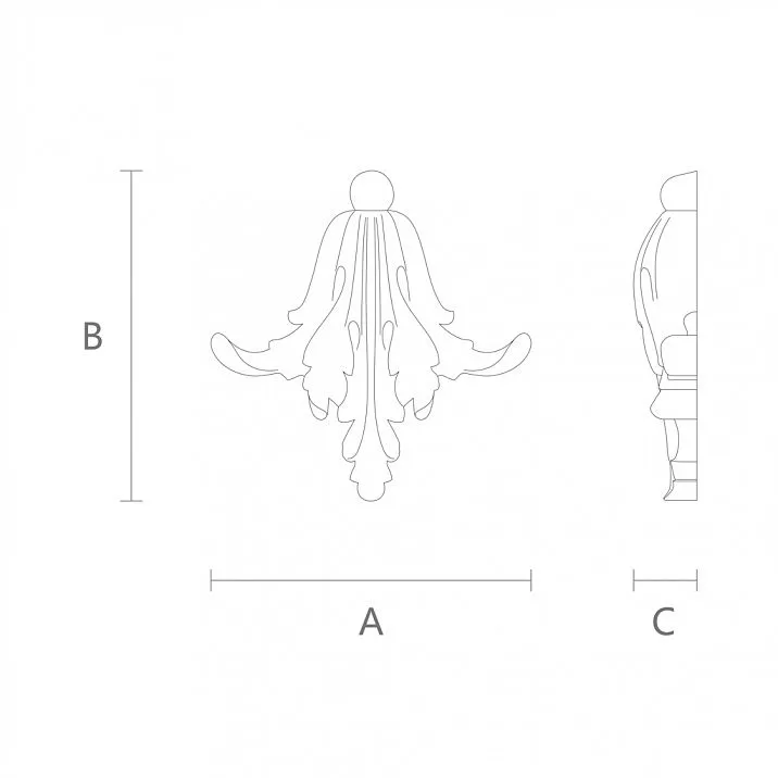 Carved floral motif on wooden insert N-025, drawing