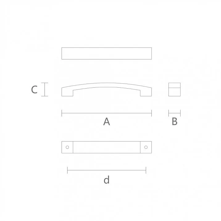 Drawing of Wooden Cabinet Handle Hook
