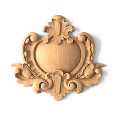 Decorative wooden element with carved flower