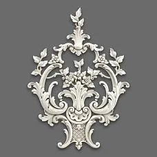 Relief decoration NPU-464: Baroque appliqu&eacute; from polyurethane with botanical scrolls and floral elements