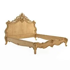 Carved bed frame KRVT-001-1-1 made of solid oak and beech wood