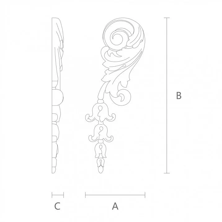 Carved Insert N-174R for different interior styles: from classic to modern, drawing