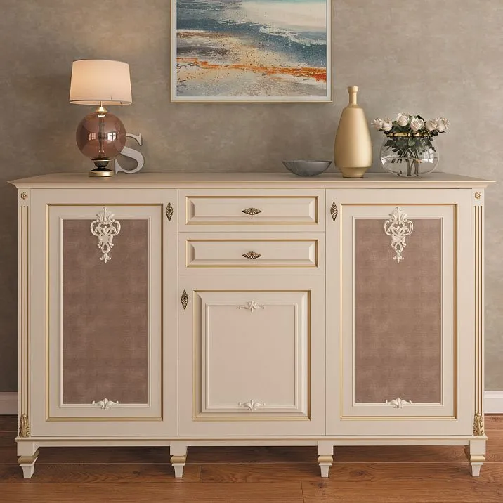 Carved applique MLD-4-1 from solid wood, photo of a cabinet with decorative applique