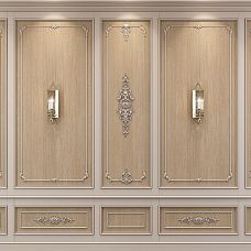 Carved Connector Plate N-401 on cabinet door close-up