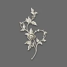 Relief decoration NPU-469R: rose with leaves from polyurethane