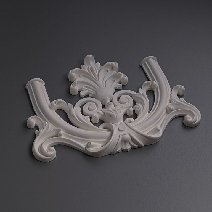 Carved overlay from polyurethane NPU-409 on furniture facade photo