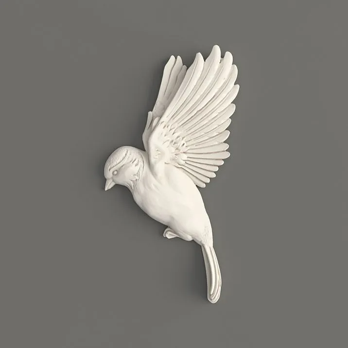 NPU-494R Relief Decoration &mdash; an elegant bird figure with spread wings.