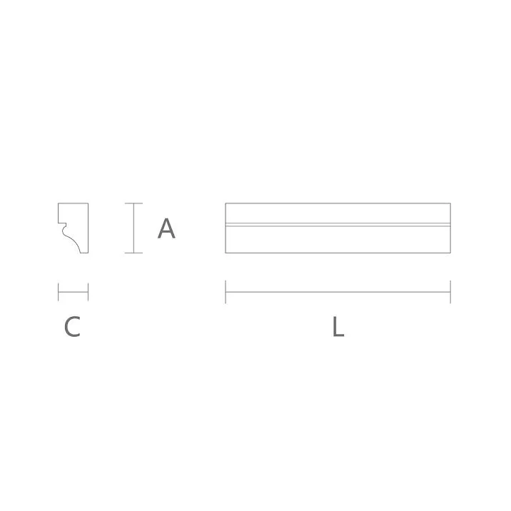 Drawing of molding MLD-021 from solid oak or beech, carved