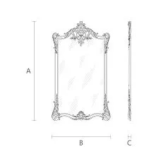 Elegant mirror in wooden frame, drawing