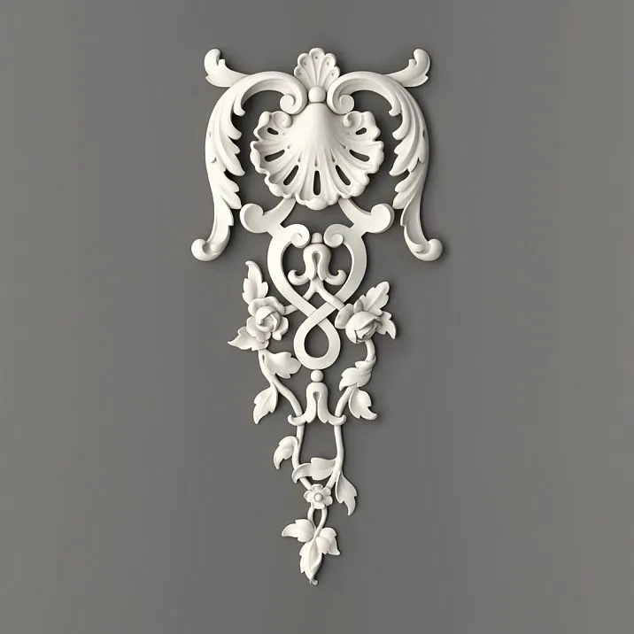 Molding decor NPU.VRS-005 &mdash; decorative overlay with smooth scrolls and floral motifs