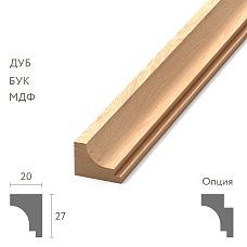 Solid wood molding MLD-012, 27 &times; 20 mm compact quarter-round profile