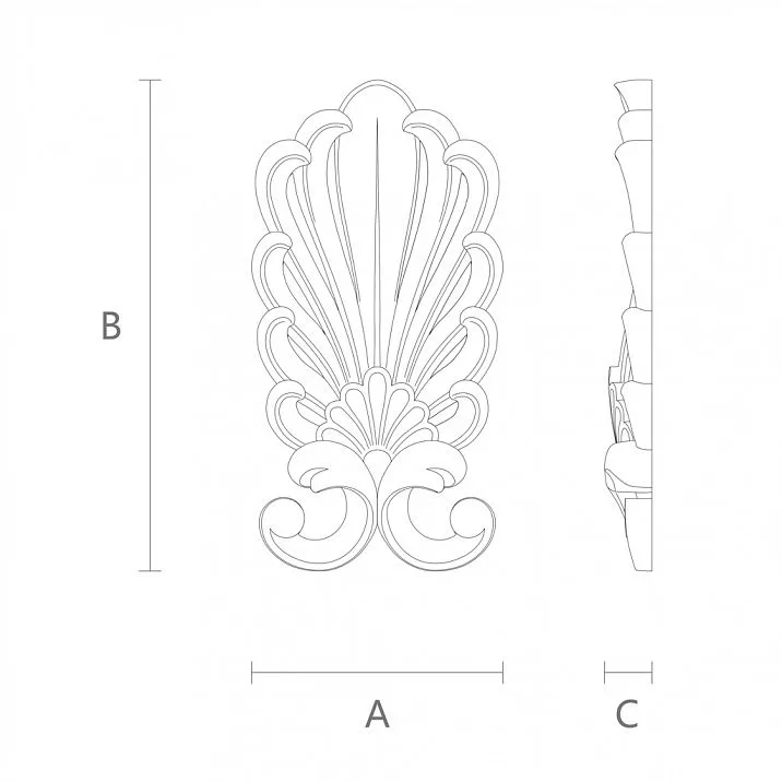 Decorative element for decorating walls, doors, ceilings, furniture drawing