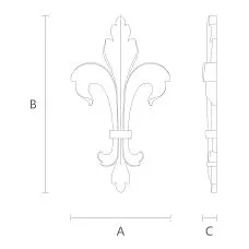 Wooden decorative element made of oak or beech with wood carving design