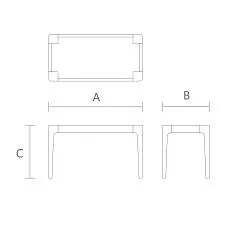 Drawing of Stool frame STL-026-6 made of solid wood