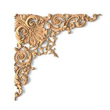 Elegant decorative overlay N-357 from wood, carved, with a symmetrical pattern of leaves and petals