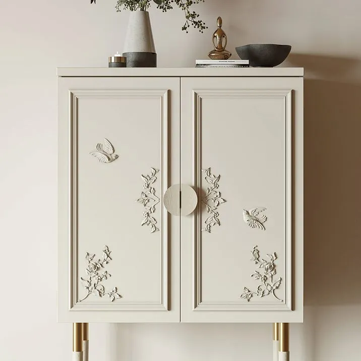 Carved Applique N-476R Bird Made of Wood for Decorating a Nightstand