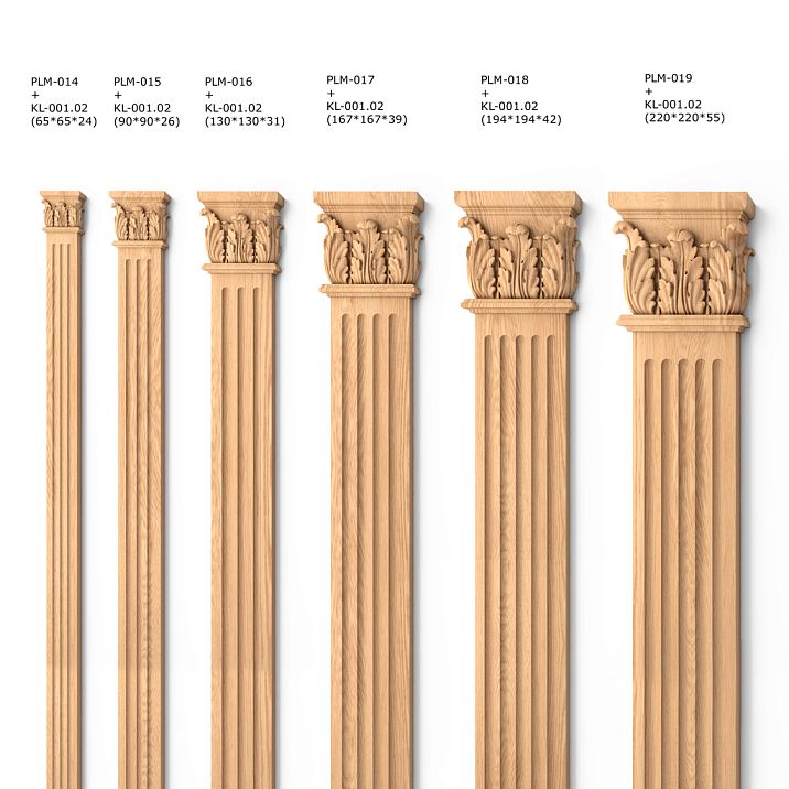 Wall decor, carved pilaster from wood PLM-018 size range