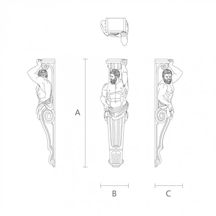 Carved wooden bracket drawing